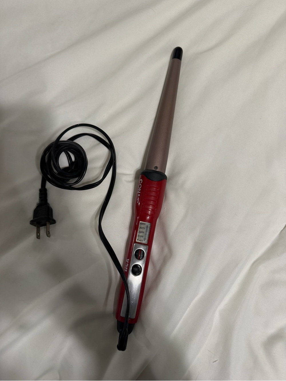 Red Tapered Curling Wand with Digital Controls